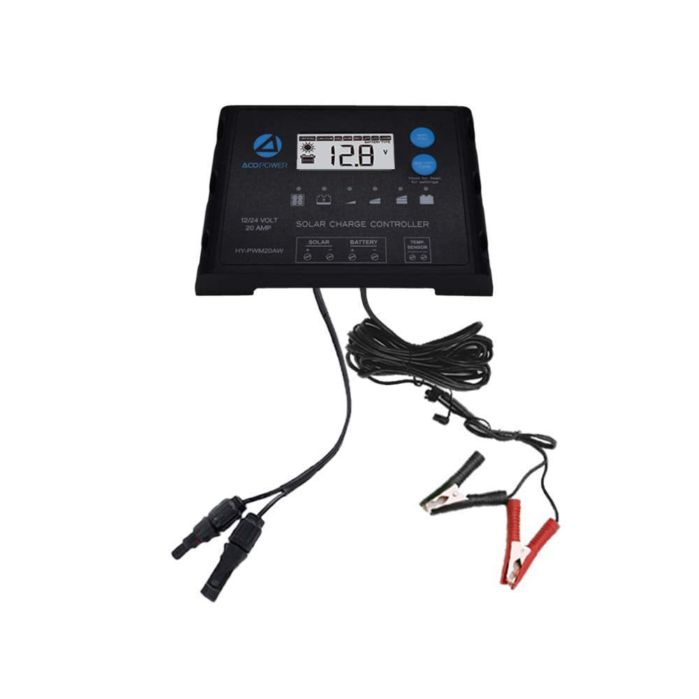 ProteusX 20A PWM Charge Controller w/ Alligator Clips & Solar Connector