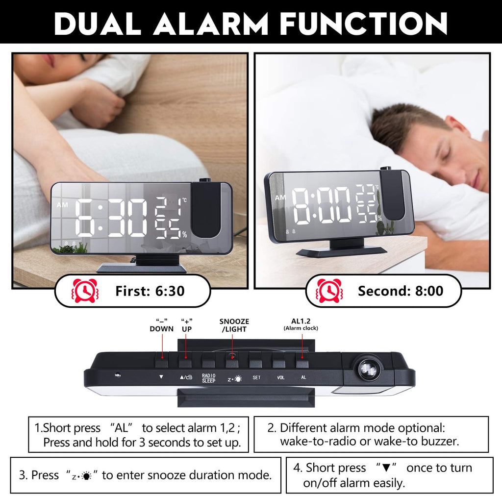 LED Projection Digital Alarm Clock Phone Charger - Big Mike Buys