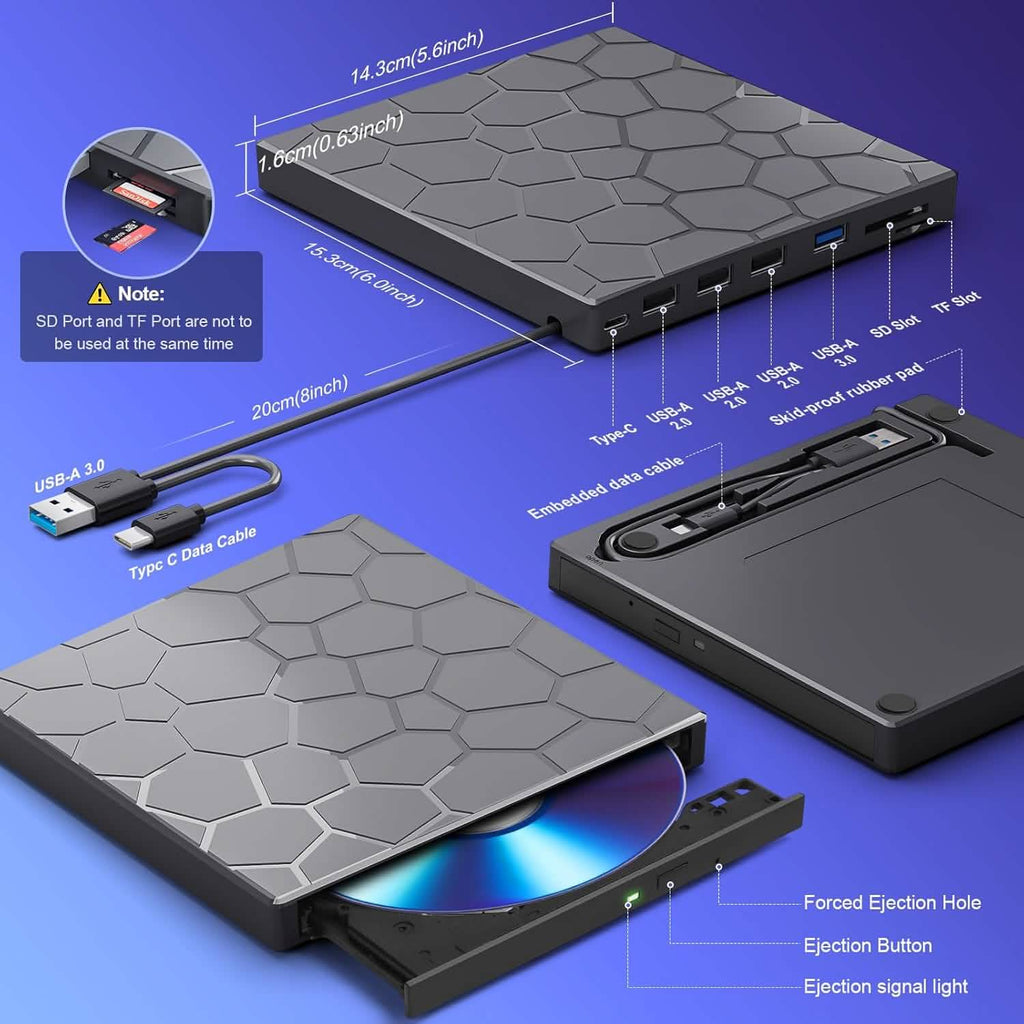 High - Speed USB 3.0 External CD/DVD Drive with Burner – Plug & Play, Windows & Mac Compatible - Big Mike Buys