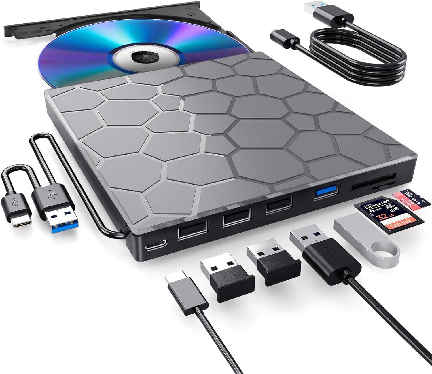 High - Speed USB 3.0 External CD/DVD Drive with Burner – Plug & Play, Windows & Mac Compatible - Big Mike Buys