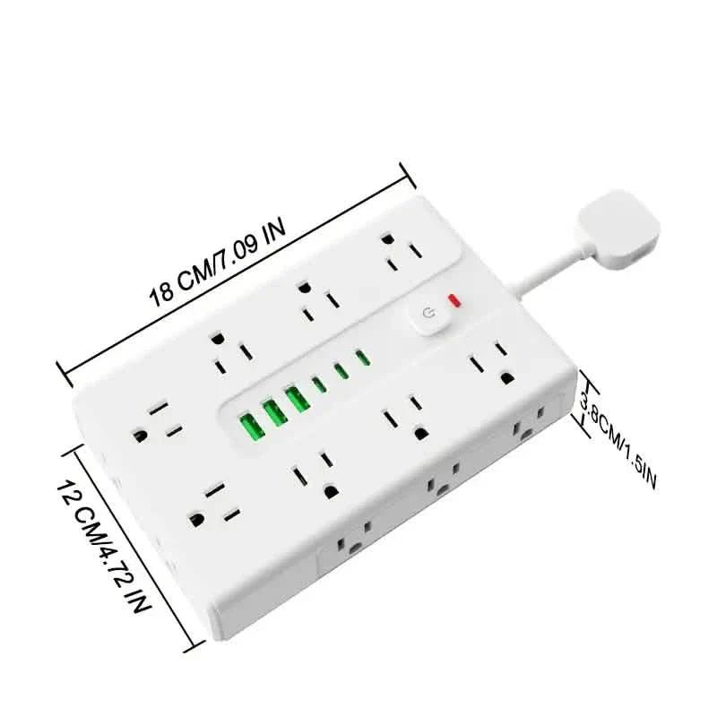 22 - in - 1 Multi - Functional Power Strip – 16 Sockets, 3 USB - A & 3 USB - C - Big Mike Buys