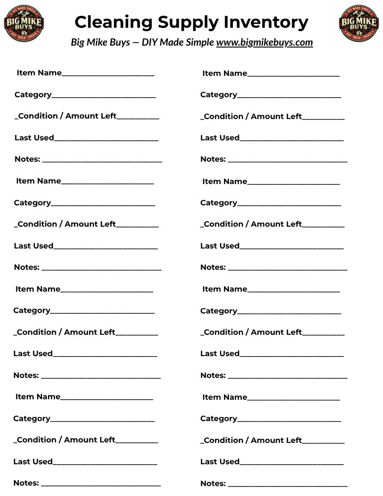 Cleaning Supply Inventory [1 sheet]