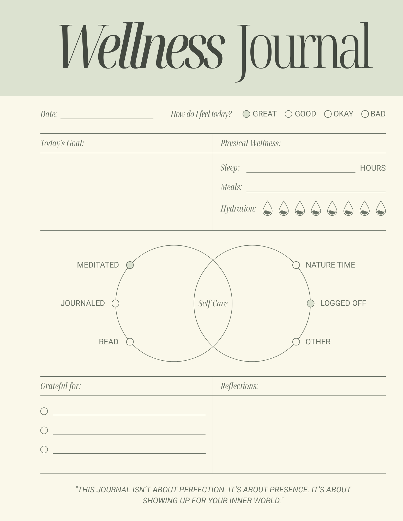Wellness Journal Printable