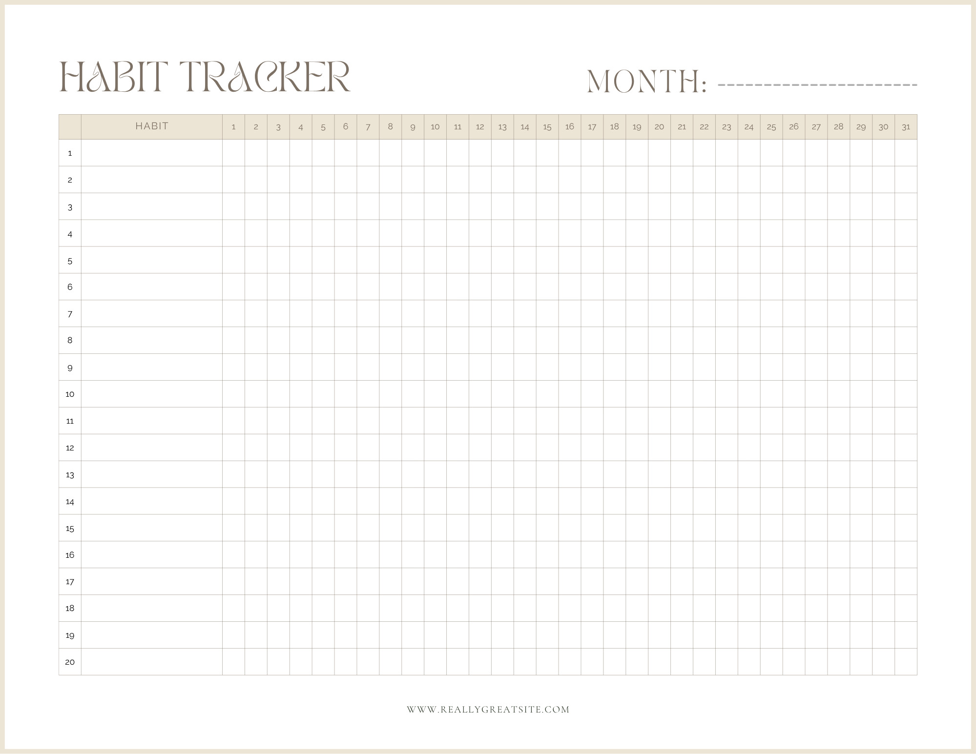 Habit Tracker Printable