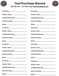 Tool Purchase Record [1 sheet]