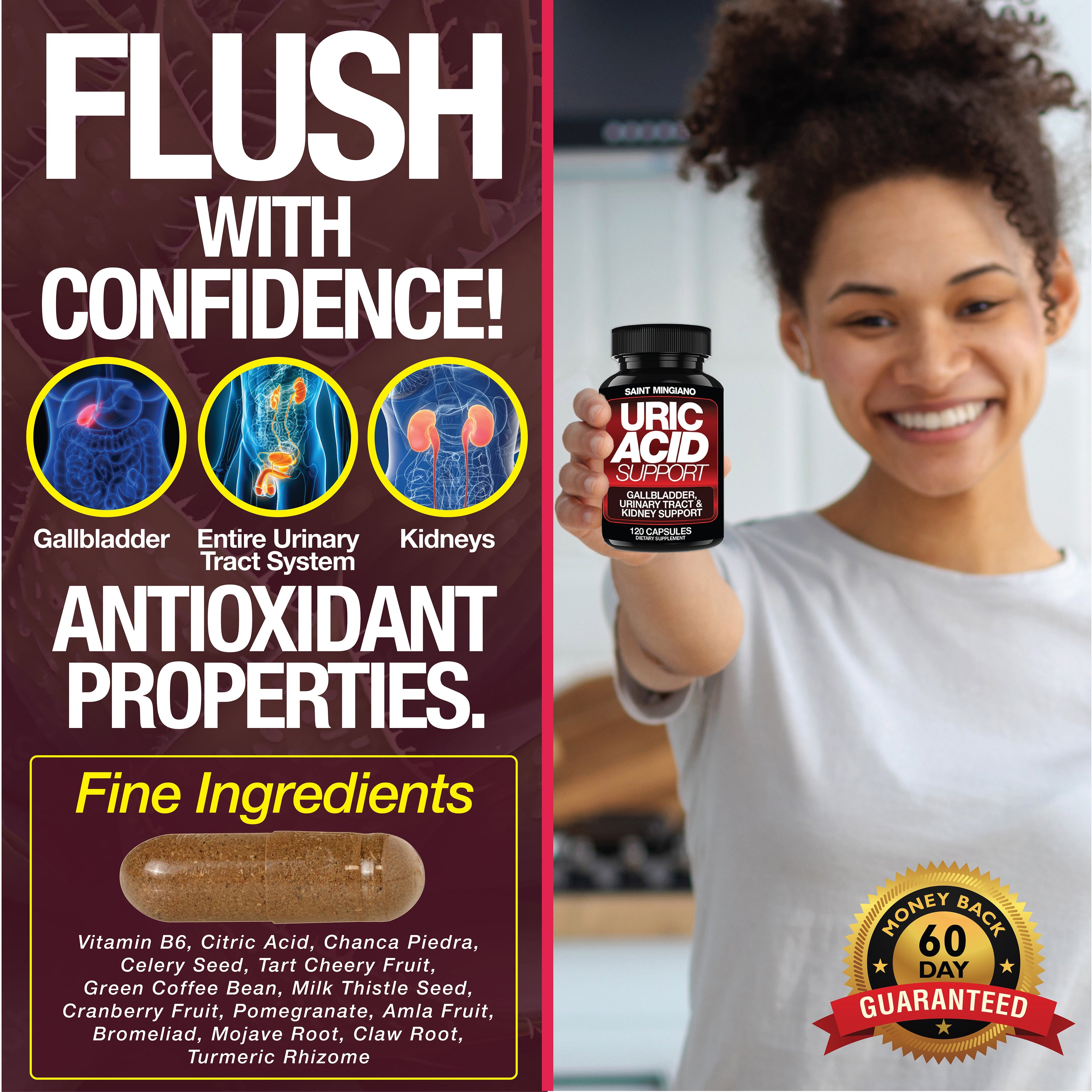 Uric Acid Support - 120 Capsules - Supports Kidney Cleanse Detox & Repair, Gallbladder & Urinary Tract Issues - Big Mike Buys