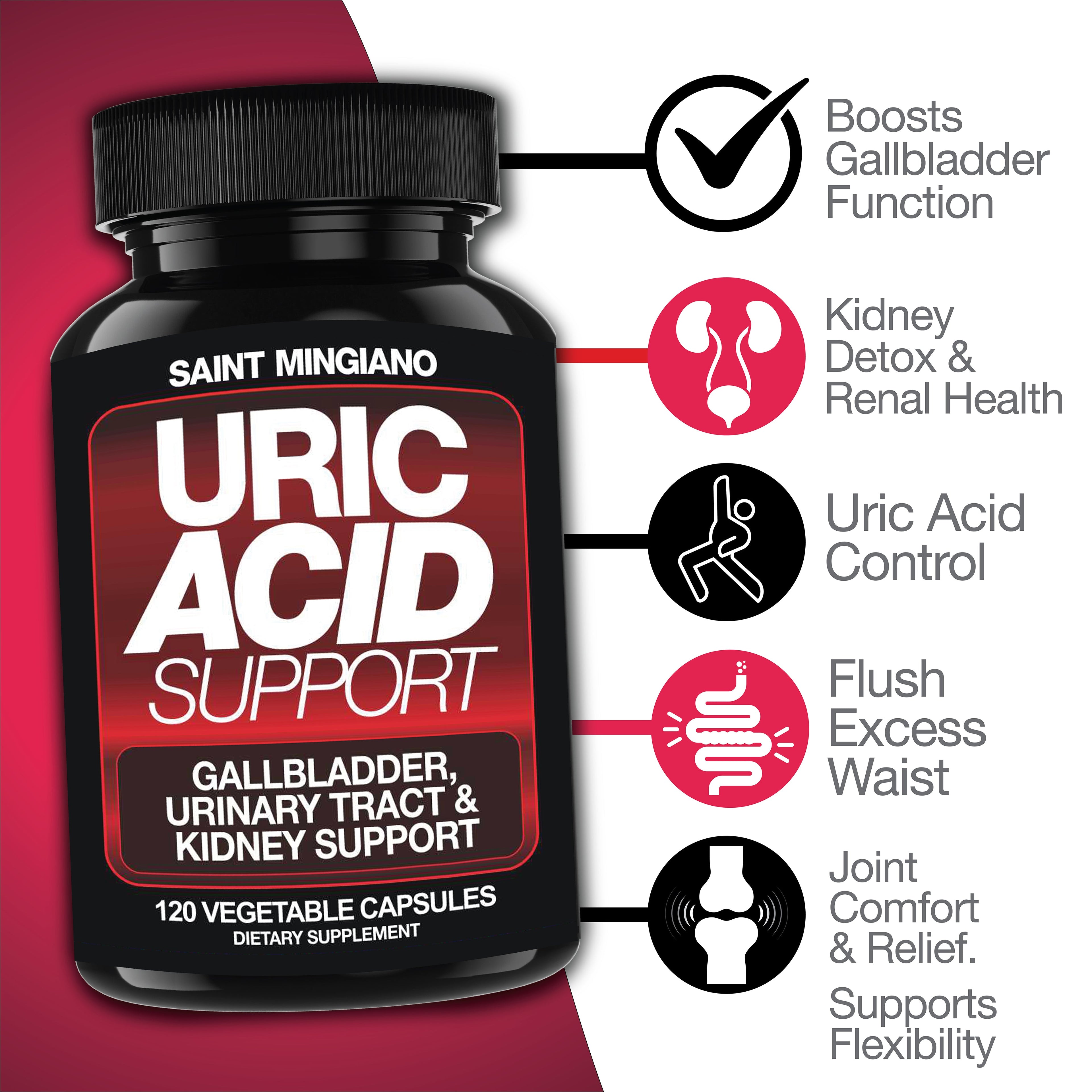 Uric Acid Support - 120 Capsules - Supports Kidney Cleanse Detox & Repair, Gallbladder & Urinary Tract Issues - Big Mike Buys