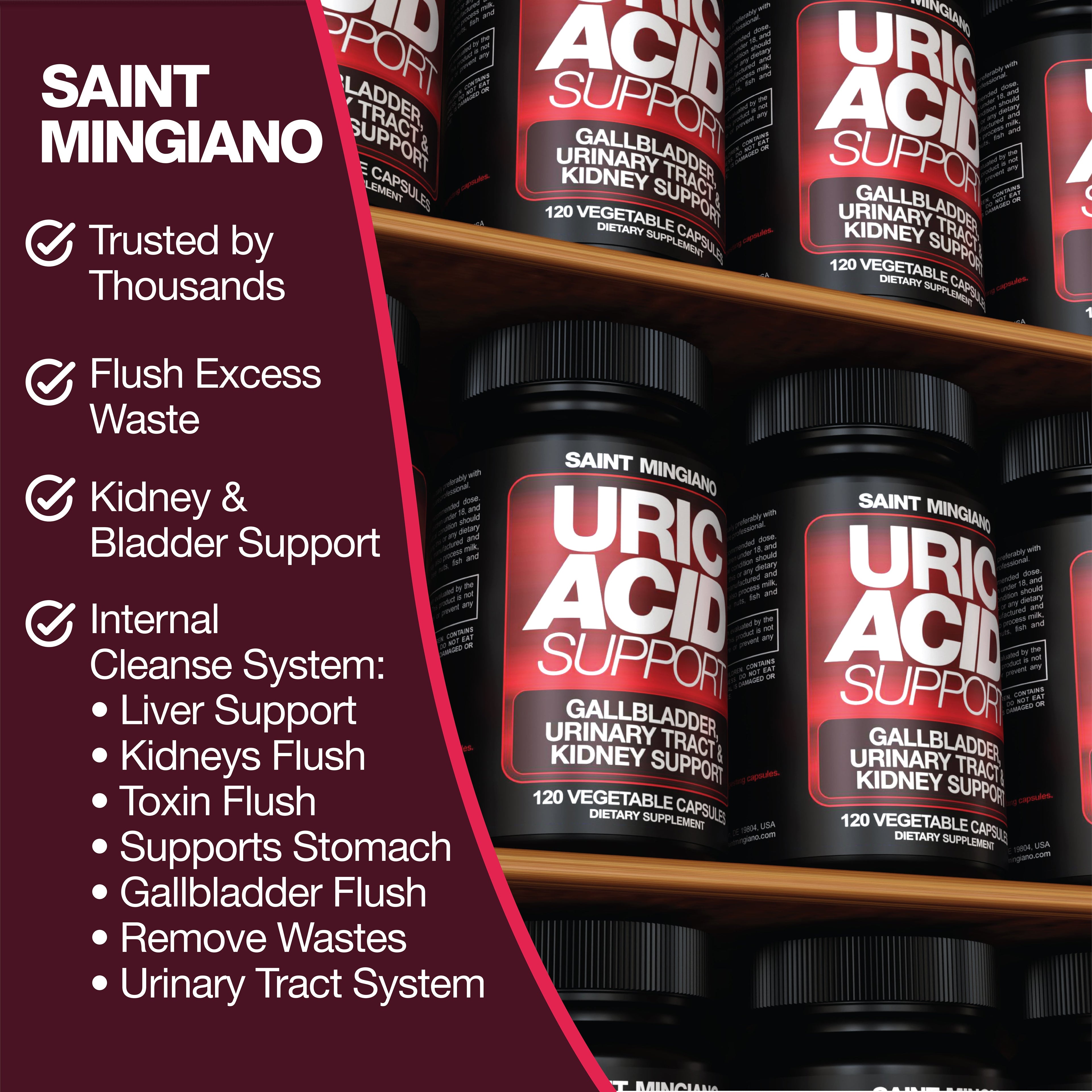 Uric Acid Support - 120 Capsules - Supports Kidney Cleanse Detox & Repair, Gallbladder & Urinary Tract Issues - Big Mike Buys