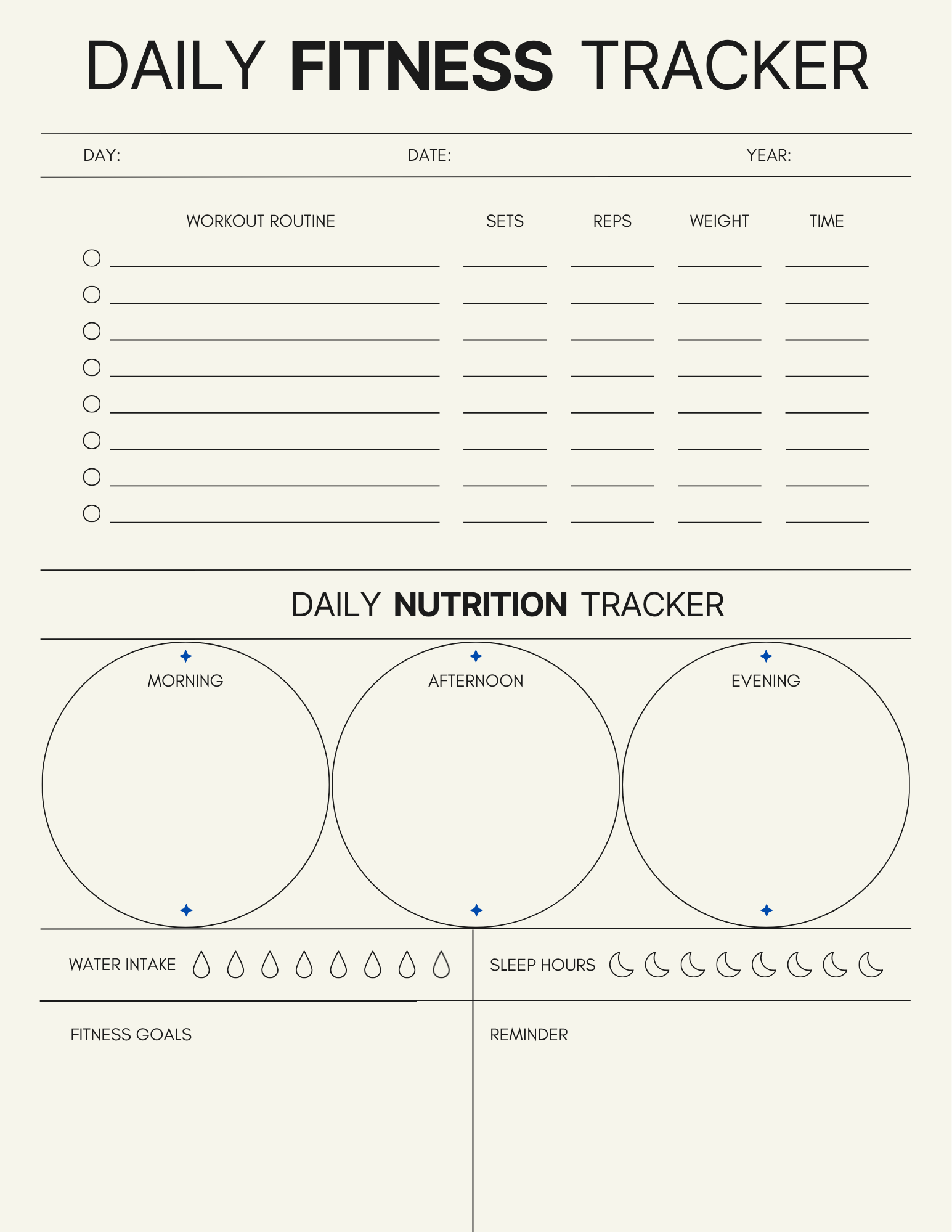 Fitness Tracker Printable