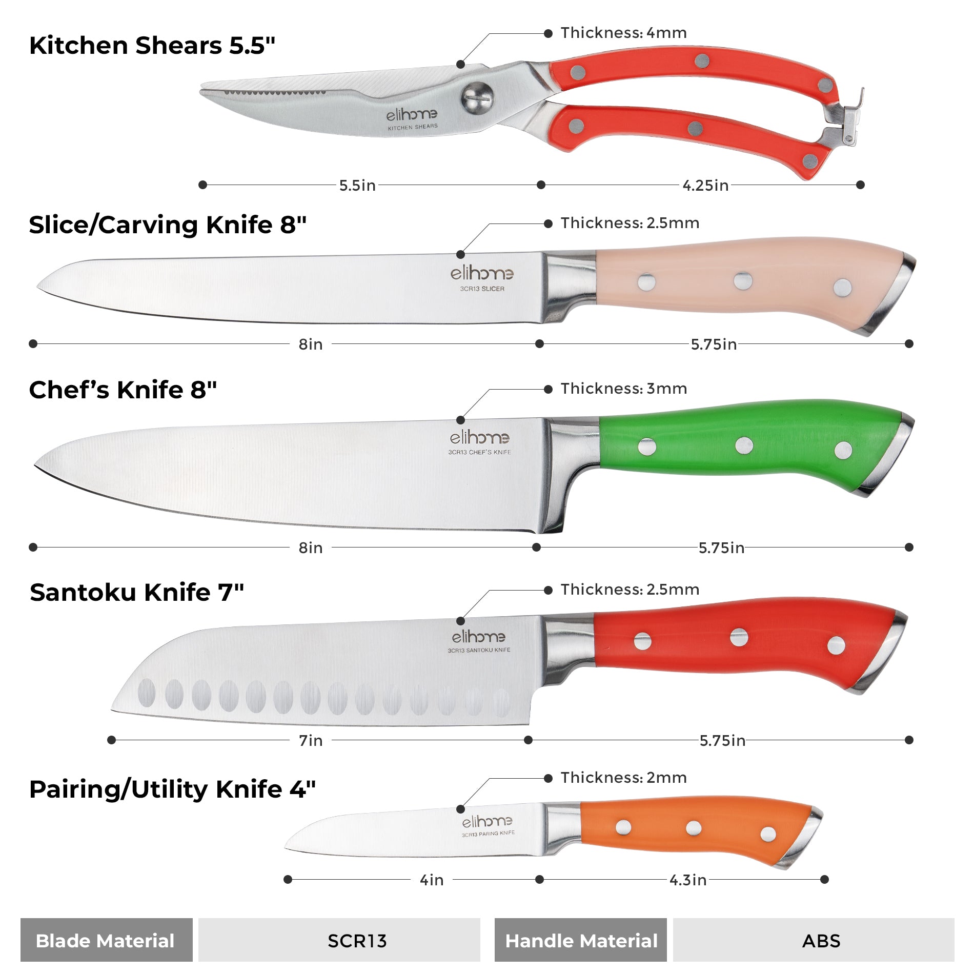 5 Piece Professional Kitchen Knife Set - Big Mike Buys