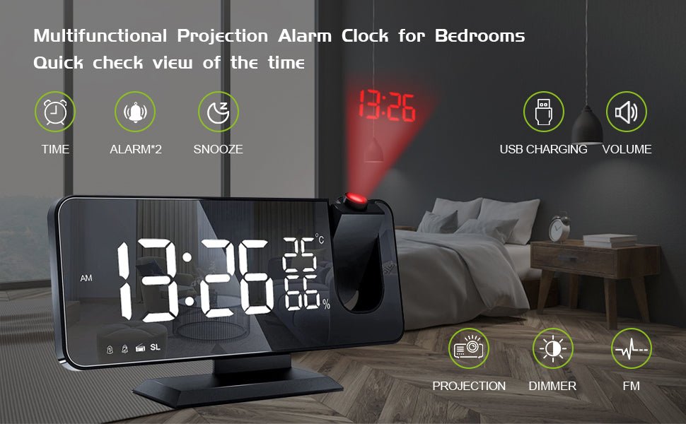 LED Projection Digital Alarm Clock Phone Charger - Big Mike Buys