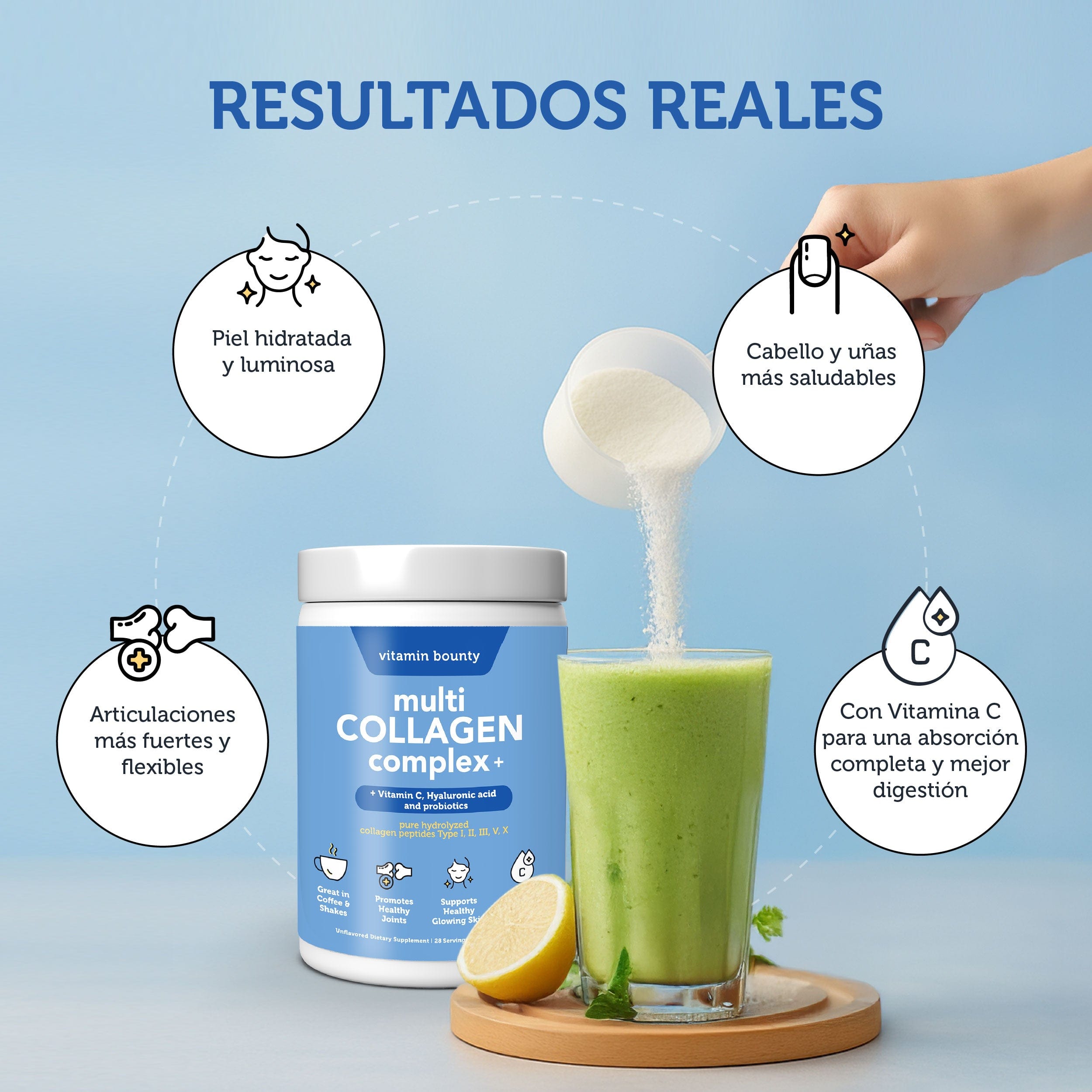 Colágeno Hidrolizado 5 en 1 con Ácido Hialurónico, Vitamina C y Probióticos - Big Mike Buys