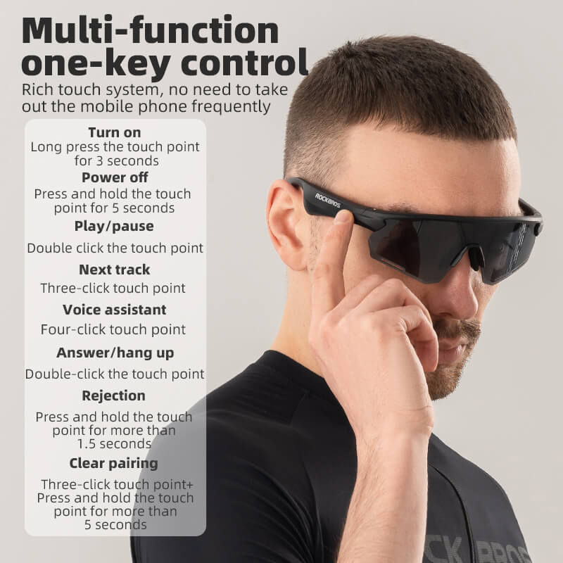 ROCKBROS Bluetooth Cycling Sunglasses Polarized Smart Glasses - Big Mike Buys