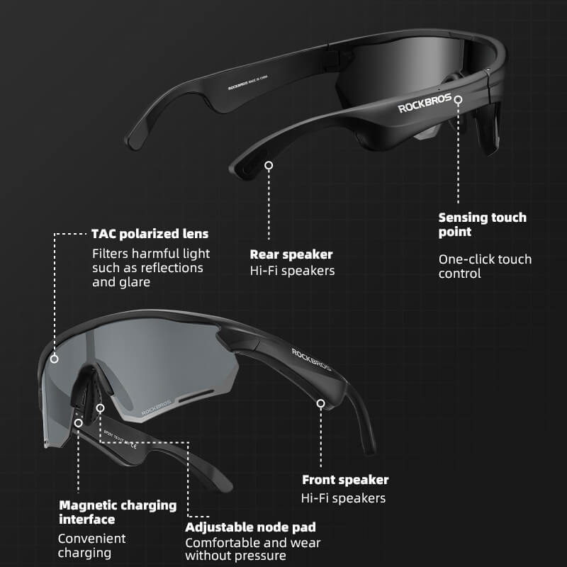 ROCKBROS Bluetooth Cycling Sunglasses Polarized Smart Glasses - Big Mike Buys